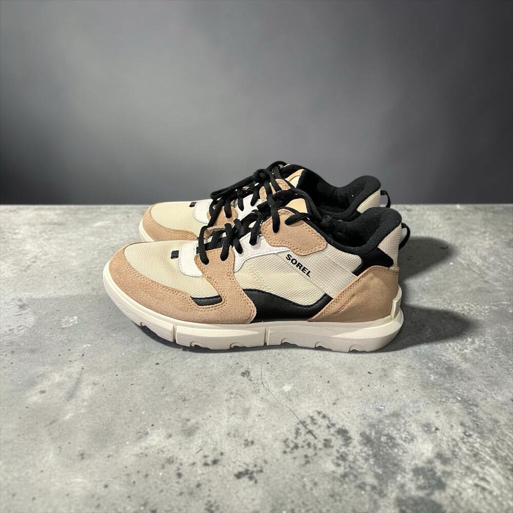 Sorel Women's Explorer II Sneaker Low Tan Suede Black Mesh Size 9 US / 40 EU